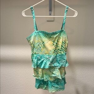 Swim by Cacique Blue and Yellow Swim Top Size 18